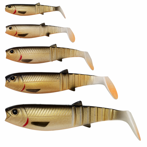 Cannibal shad Soft Plastic Weighted Fishing lures Pike Perch Candy  Firetiger x 4